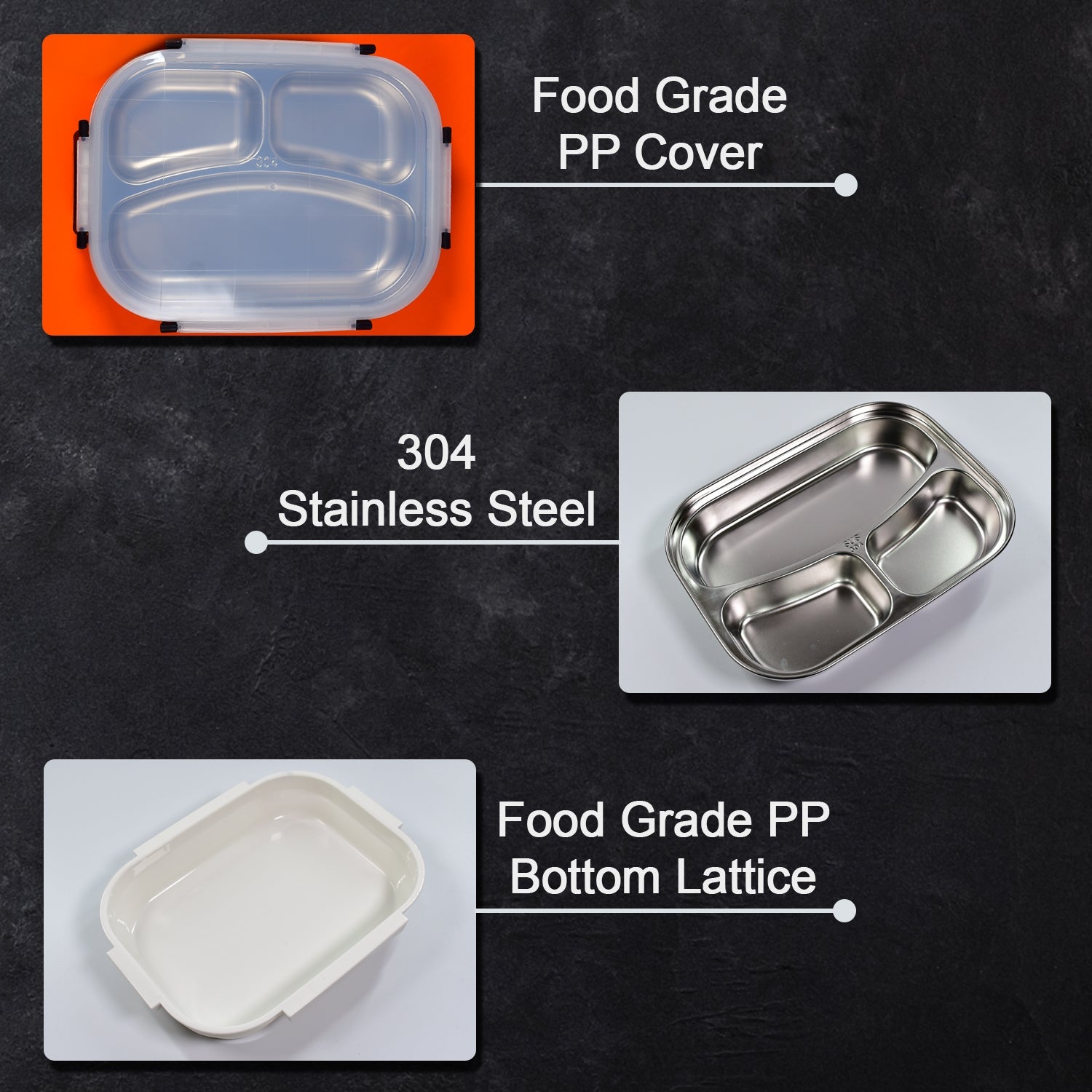2980 White Transparent Lunch Box for Kids and adults, Stainless Steel Lunch Box with 3 Compartments. DeoDap 2980 White Transparent Lunch Box for Kids and adults, Stainless Steel Lunch Box with 3 Compartments. DeoDap